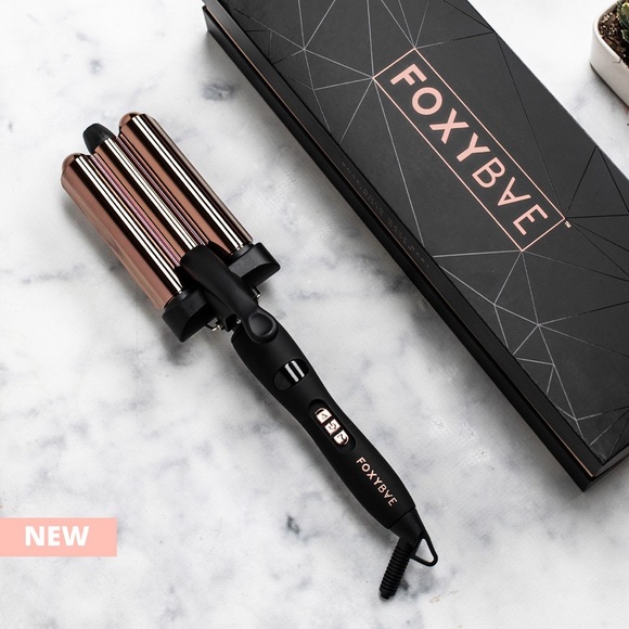 FOXYBAE Triple Waver Curling Iron Crimper Wavy Baby Hair Tool Beach Rose Gold - Picture 3 of 9